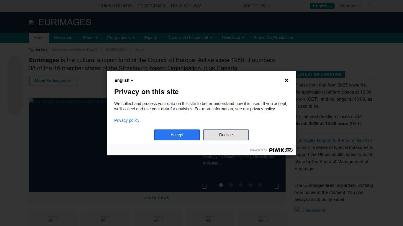 EURIMAGES - European Cinema Support Fund - Homepage - EURIMAGES
