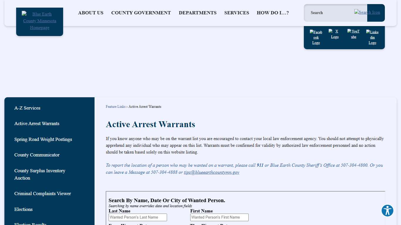 Active Arrest Warrants Blue Earth County, MN - Official Website